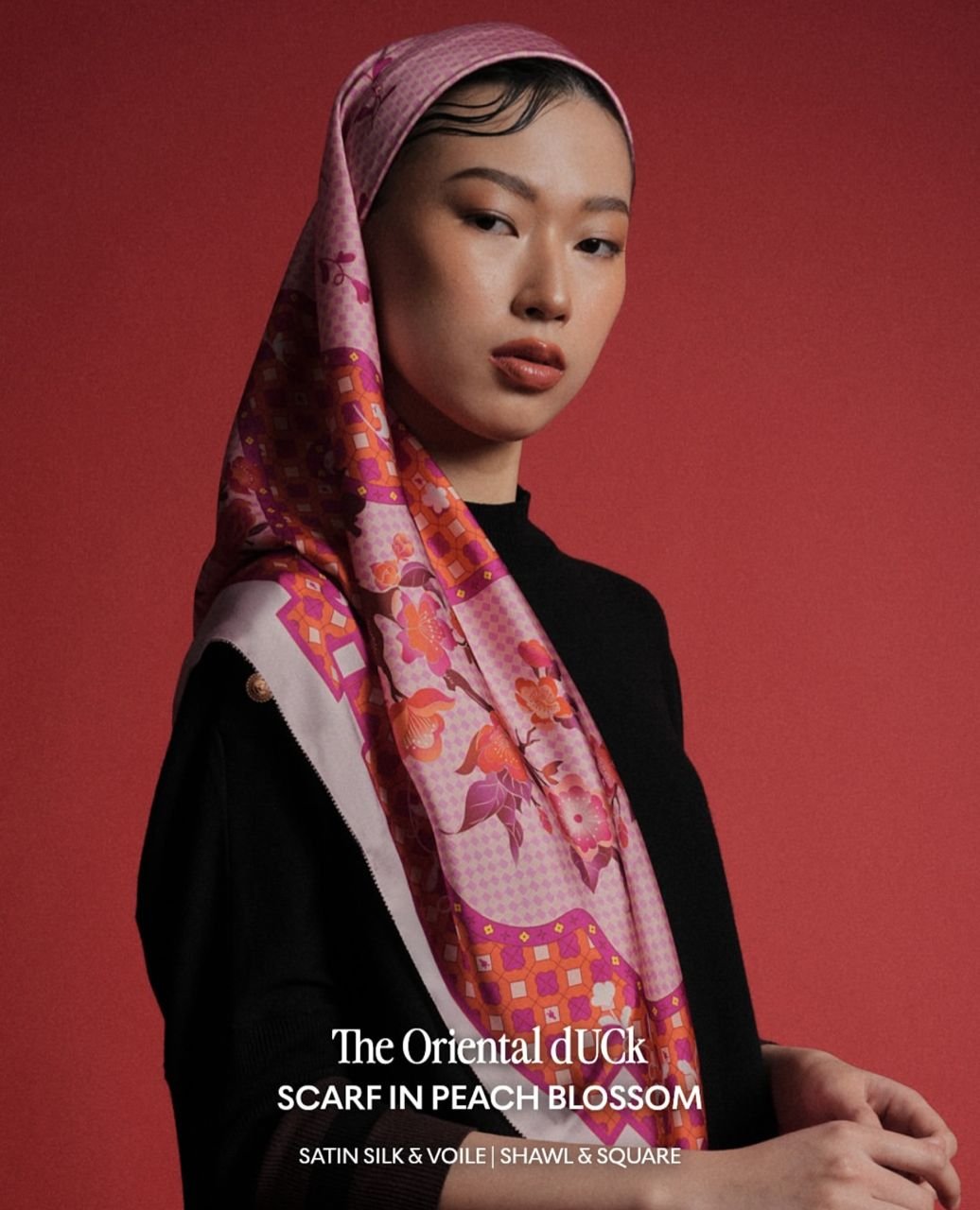 The oriental duck square & shawl in peach blossom